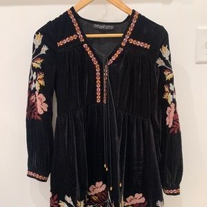 Topshop Velvet Embroidered Dress